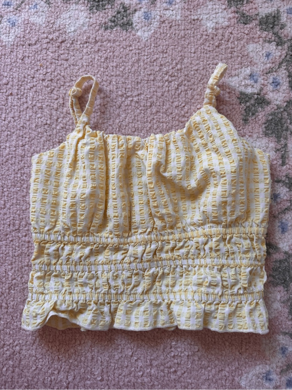 art class Yellow Smocked Ruffle Crop Tank Top for Kids